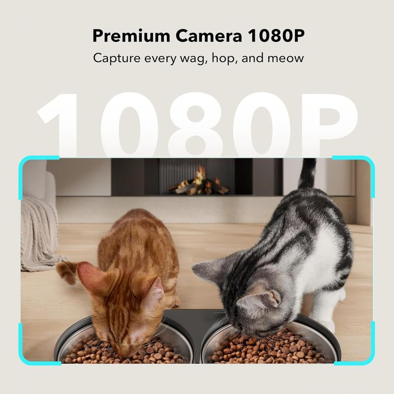 PETLIBRO 5L Automatic Cat Feeder with HD Camera for Two Cats, 1080P Video with Night Vision, 5G WiFi Connectivity, 2-Way Audio, Motion and Sound Alerts, Dual Tray Design, Black
