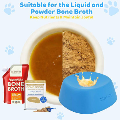 Yipetor Slow Feeder Dog Bowls for Liquid Treat, [Built-In Rolling Ball] No Spill Bone Broth Dog Licking Bowl, Multi-Purpose Puppy Yogurt Feeder Bowl for All Breeds Dietary Supplement/Post-Op Nutrition Feeding.Valentines Gift for Pets