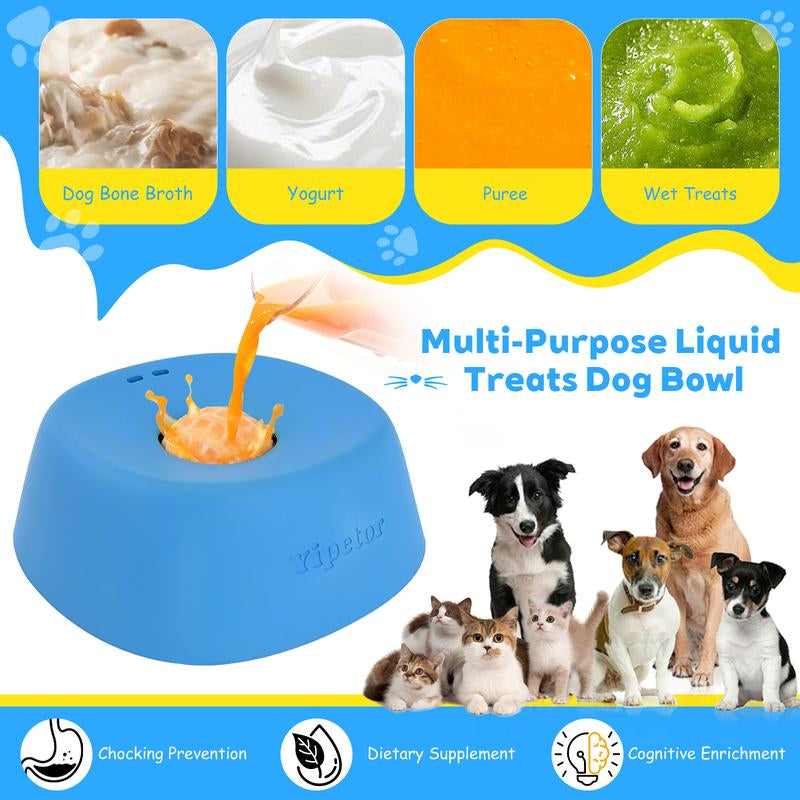 Yipetor Slow Feeder Dog Bowls for Liquid Treat, [Built-In Rolling Ball] No Spill Bone Broth Dog Licking Bowl, Multi-Purpose Puppy Yogurt Feeder Bowl for All Breeds Dietary Supplement/Post-Op Nutrition Feeding.Valentines Gift for Pets