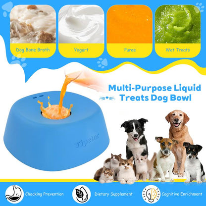 Yipetor Slow Feeder Dog Bowls for Liquid Treat, [Built-In Rolling Ball] No Spill Bone Broth Dog Licking Bowl, Multi-Purpose Puppy Yogurt Feeder Bowl for All Breeds Dietary Supplement/Post-Op Nutrition Feeding.Valentines Gift for Pets