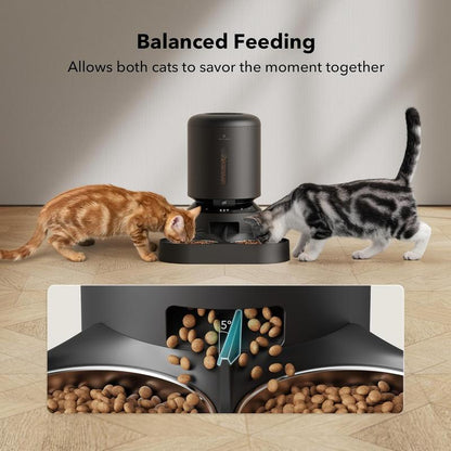 PETLIBRO 5L Automatic Cat Feeder with HD Camera for Two Cats, 1080P Video with Night Vision, 5G WiFi Connectivity, 2-Way Audio, Motion and Sound Alerts, Dual Tray Design, Black