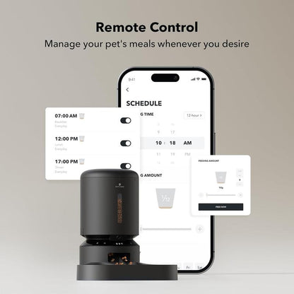 PETLIBRO 5L Automatic Cat Feeder with HD Camera for Two Cats, 1080P Video with Night Vision, 5G WiFi Connectivity, 2-Way Audio, Motion and Sound Alerts, Dual Tray Design, Black